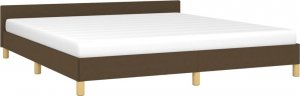 vidaXL Rama łóżka z zagłówkiem, ciemnobrązowa 180x200 cm obita tkaniną 3