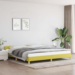 vidaXL vidaXL Rama łóżka z zagłówkiem, zielona, 200x200 cm, obita tkaniną 1