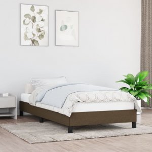 vidaXL vidaXL Rama łóżka, ciemnobrązowa, 90 x 200 cm, tapicerowana tkaniną 1
