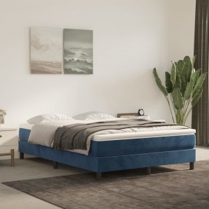 vidaXL vidaXL Rama łóżka, ciemnoniebieska, 140x190 cm, tapicerowana aksamitem 1