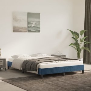 vidaXL vidaXL Rama łóżka, ciemnoniebieska, 140x200 cm, tapicerowana aksamitem 1
