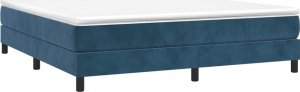 vidaXL Łóżko kontynentalne, ciemnoniebieska, 160x200cm obite aksamitem 3