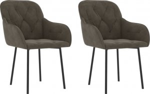 vidaXL vidaXL Krzesła stołowe, 2 szt., ciemnoszare, obite aksamitem 2