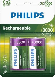Philips 2x AKUMULATOR R14 C 3000MAH PHILIPS R14B2A300/10 1
