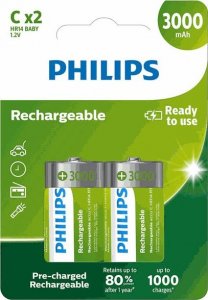 Philips 2x AKUMULATOR R14 C 3000MAH PHILIPS R14B2A300/10 2