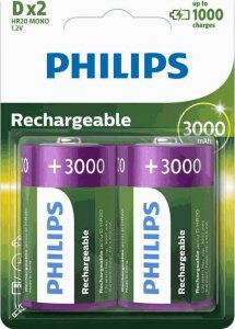 Philips 2x AKUMULATOR R20 D 3000MAH PHILIPS R20B2A300/10 1