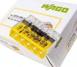 Szybkozłączka Wago Szybkozłączka 5x0,5-2,5mm WAGO 2273-205 żółta 100s 1