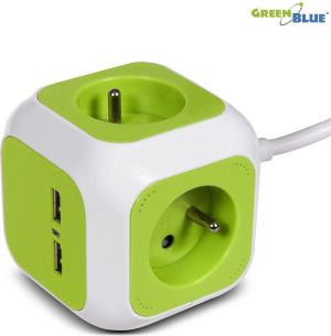 GreenBlue MagicCube poczwórne gniazdko prądowe, 2 wejścia usb 1,4m GB118 (MCE118) 1