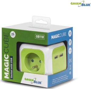 GreenBlue MagicCube poczwórne gniazdko prądowe, 2 wejścia usb 1,4m GB118 (MCE118) 4