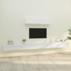 vidaXL Zestaw 4 szafek TV, biały z połyskiem, materiał drewnopochodny 1