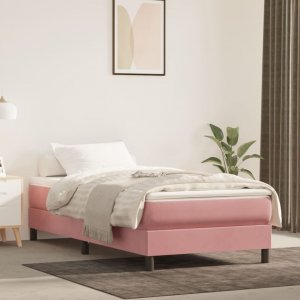 vidaXL Rama łóżka, różowa, 90x200 cm, tapicerowana aksamitem 1
