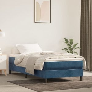 vidaXL Rama łóżka, ciemnoniebieska, 90x200 cm, tapicerowana aksamitem 1