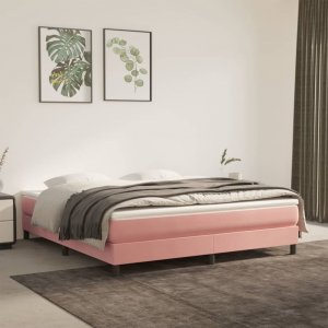 vidaXL Rama łóżka, różowa, 160x200 cm, tapicerowana aksamitem 1