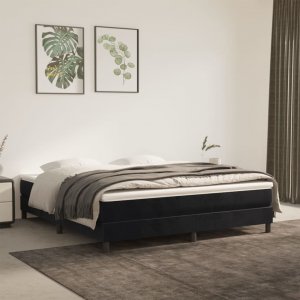 vidaXL Rama łóżka, czarne, 160x200 cm, tapicerowana aksamitem 1
