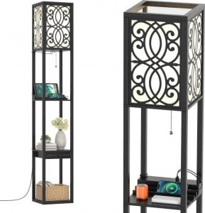 Lampa podłogowa Costway Lampa podłogowa z gniazdem elektrycznym i USB 1