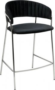 King Home Kuchenne krzesło Margo welur nowoczesne czarne chrom 1