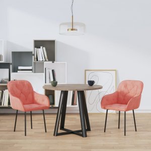 vidaXL Krzesła stołowe, 2 szt., różowe, obite aksamitem 1