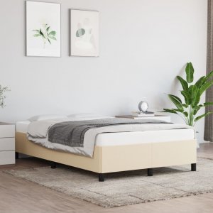 vidaXL Rama łóżka, kremowa, 120x200 cm, obita tkaniną 1