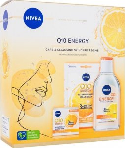 Nivea Nivea Q10 Energy Gift Set Krem do twarzy na dzień 50 ml + Micellar Water Q10 Energy 400 ml + Facial Textile Mask Q10 Energy 1