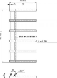 Grzejnik łazienkowy Warmtec Grzejnik łazienkowy Warmtec Tenedor 50 x 98,8 chrom 5