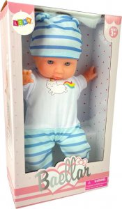 LeanToys Lalka Bobas Niebieska Piżama w Paski 30 cm 3