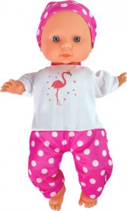 LeanToys Lalka Bobas Różowa Piżama w Kropki 30 cm 2