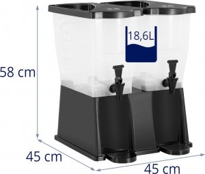 Royal Catering Dyspenser dozownik do soków napojów lemoniady z kranem plastikowy podwójny 2x 9.3 l Dyspenser dozownik do soków napojów lemoniady z kranem plastikowy podwójny 2x 9.3 l 6