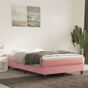 vidaXL Rama łóżka, różowa, 120 x 200 cm, tapicerowana aksamitem 1