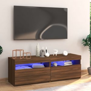 vidaXL Szafka pod TV z oświetleniem LED, brązowy dąb, 120x35x40 cm 1