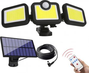 Kinkiet LTC Lampa ścienna solarna regulowana LED LTC 20W z czujnikiem ruchu i zmierzchu + pilot 7