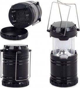 4kom.pl Lampka składana Latarka na biwak podróż turystyczna kempingowa survival Czarna 12