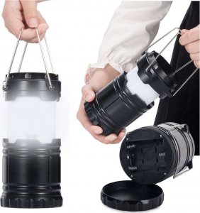 4kom.pl Lampka składana Latarka na biwak podróż turystyczna kempingowa survival Czarna 13