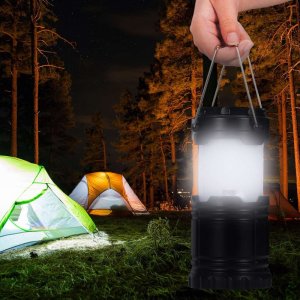 4kom.pl Lampka składana Latarka na biwak podróż turystyczna kempingowa survival Czarna 2