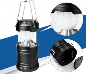 4kom.pl Lampka składana Latarka na biwak podróż turystyczna kempingowa survival Czarna 3