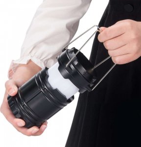 4kom.pl Lampka składana Latarka na biwak podróż turystyczna kempingowa survival Czarna 6