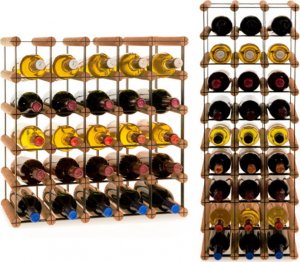 Wamar-Sosenka Regał na wino Stojak na 25 Butelek Szklanych/ PET  RW-8/ 5x5  Brązowy Metal + Drewno RW-8-5x5-25_O_BR 1