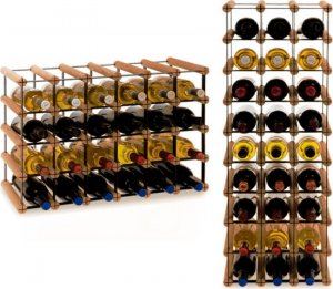 Wamar-Sosenka Regał na wino Stojak na 24 Butelek Szklanych/ PET  RW-8/ 6x4  Brązowy Metal + Drewno RW-8-6x4-24_O_BR 1