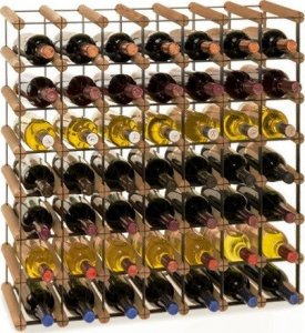 Wamar-Sosenka Regał na wino Stojak na 49 Butelek Szklanych/ PET  RW-8/ 7x7  Brązowy Metal + Drewno RW-8-7x7-49_O_BR 1