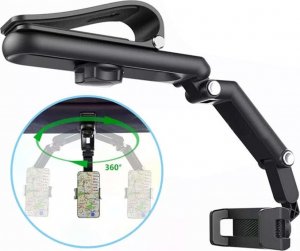 4kom.pl Uchwyt samochodowy do auta do telefonu na zasłonę przeciwsłoneczną lusterko kierwonicę Black 2