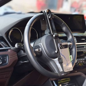 4kom.pl Uchwyt samochodowy do auta do telefonu na zasłonę przeciwsłoneczną lusterko kierwonicę Black 4