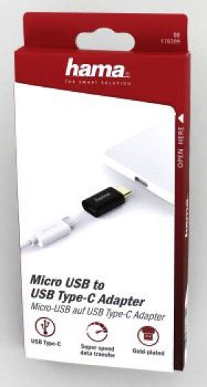 Adapter USB Hama USB-C - microUSB Czarny  (001783990000) 8