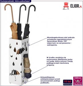 Elior Biały nowoczesny ażurowy stojak na parasole - Niras 2