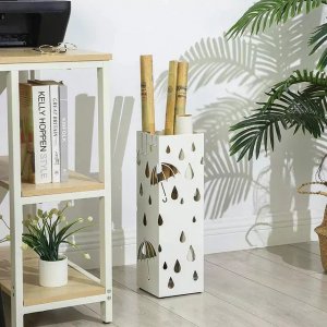 Elior Biały nowoczesny ażurowy stojak na parasole - Niras 3