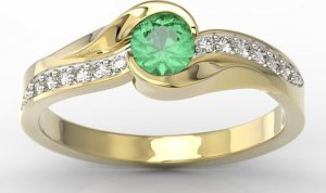 WĘC - Twój Jubiler Pierścionek z żółtego złota ze szmaragdem i diamentami model AP-6139Z-R 18 / UE- 58 2