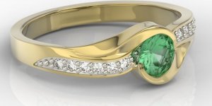WĘC - Twój Jubiler Pierścionek z żółtego złota ze szmaragdem i diamentami model AP-6139Z-R 18 / UE- 58 4