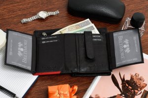 Damski skórzany portfel duży pionowy RFiD czarny BELTIMORE 039 NoSize 1