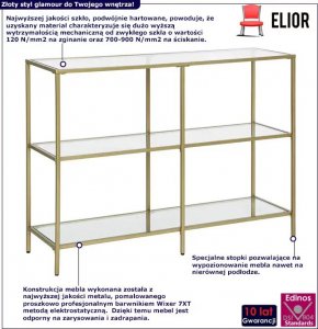 Elior Złota wąska konsola w stylu glamour - Trazi 5X 2