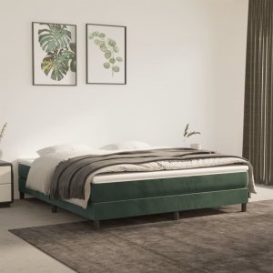 vidaXL Rama łóżka, ciemnozielona, 160x200 cm, tapicerowana aksamitem 1