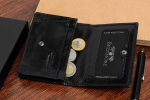 Etui na wizytówki karty czarne skórzane portfel slim Beltimore G94 NoSize 1