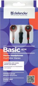 Słuchawki SŁUCHAWKI DEFENDER DOUSZNE BASIC 604 CZARNY + CZERWONY 2
